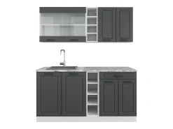 Cocina para solteros antracita casa de campo/blanco 160x46x81.6 r-line