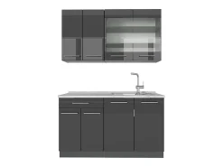 Cocina para solteros antracita alto brillo 140x60x81.6 fame-line
