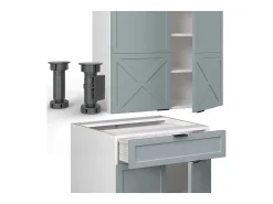 Cocina para solteros azul claro-gris-blanco 140x46x81.6 fame-line