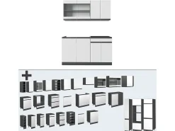 Cocina para solteros blanco/antracita 140x46x81.6 r-line