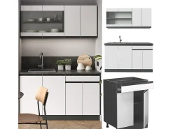 Cocina para solteros blanco/antracita 140x46x81.6 r-line