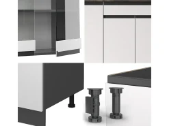Cocina para solteros blanco/antracita 140x46x81.6 r-line