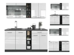 Cocina para solteros blanco brillo/antracita 160x46x81.6 r-line