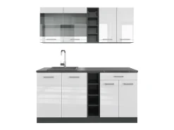 Cocina para solteros blanco brillo/antracita 160x46x81.6 r-line