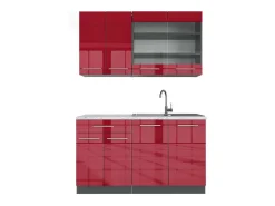 Cocina para solteros burdeos brillo intenso/antracita 140x60x81.6 fame-line