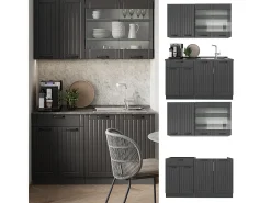 Cocina para solteros gris oscuro 140x46x81.6 fame-line