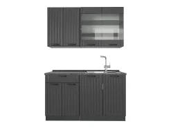 Cocina para solteros gris oscuro 140x46x81.6 fame-line
