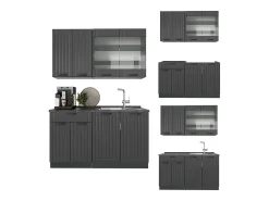 Cocina para solteros gris oscuro 140x46x81.6 fame-line