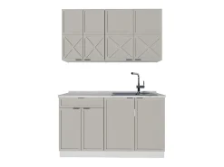 Cocina para solteros gris/beige/blanco 140x46x81.6 fame-line
