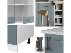 Cocina para solteros gris azulado 160x60x81.6 r-line