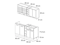 Cocina para solteros gris noble/antracita 160x46x81.6 r-line