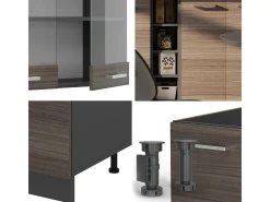 Cocina para solteros gris noble/antracita 160x46x81.6 r-line
