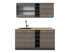 Cocina para solteros gris noble/antracita 160x46x81.6 r-line