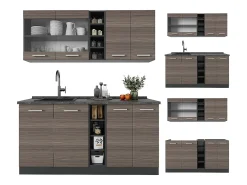 Cocina para solteros gris noble/antracita 160x46x81.6 r-line