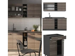 Cocina para solteros gris noble/antracita 160x46x81.6 r-line