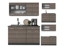 Cocina para solteros gris noble/antracita 140x46x81.6 r-line