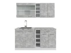 Cocina para solteros hormigón/blanco 160x60x81.6 r-line