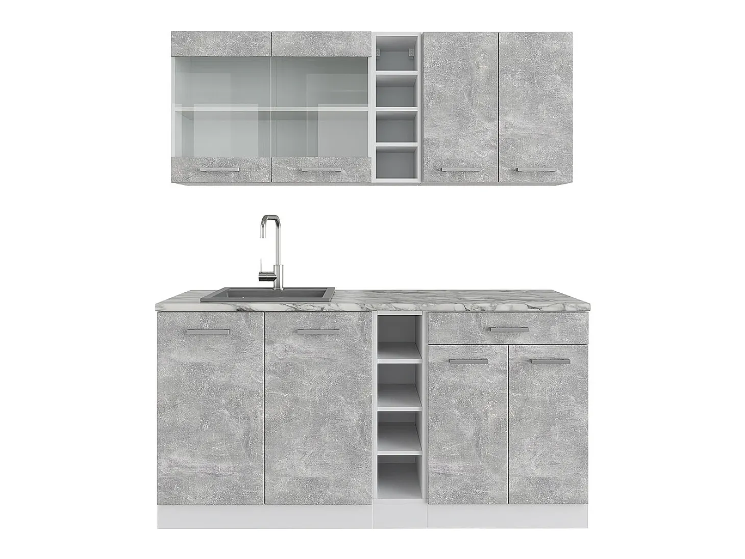 Cocina para solteros hormigón/blanco 160x60x81.6 r-line