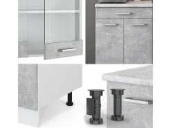 Cocina para solteros hormigón 140x60x81.6 r-line