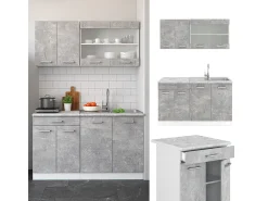 Cocina para solteros hormigón 140x60x81.6 r-line