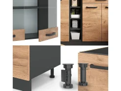 Cocina para solteros oro power roble/antracita 160x46x81.6 r-line
