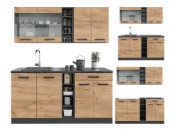 Cocina para solteros oro power roble/antracita 160x46x81.6 r-line