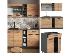 Cocina para solteros oro power roble/antracita 160x46x81.6 r-line