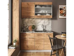 Cocina para solteros oro potencia roble/blanco 140x46x81.6 fame-line