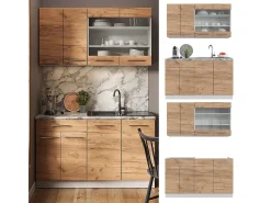 Cocina para solteros oro potencia roble/blanco 140x46x81.6 fame-line