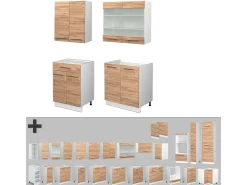 Cocina para solteros oro potencia roble/blanco 140x46x81.6 fame-line