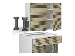 Cocina para solteros panel roble/blanco 140x46x81.6 fame-line