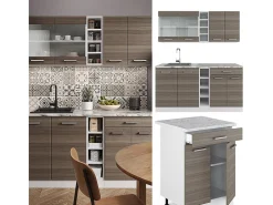Cocina para solteros precioso gris/blanco 160x46x81.6 r-line