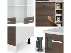 Cocina para solteros precioso gris/blanco 160x46x81.6 r-line