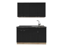 Cocina para solteros rayas negras/roble dorado 140x60x81.6 fame-line