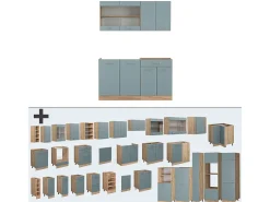 Cocina para solteros roble azul-gris-dorado 140x46x81.6 r-line