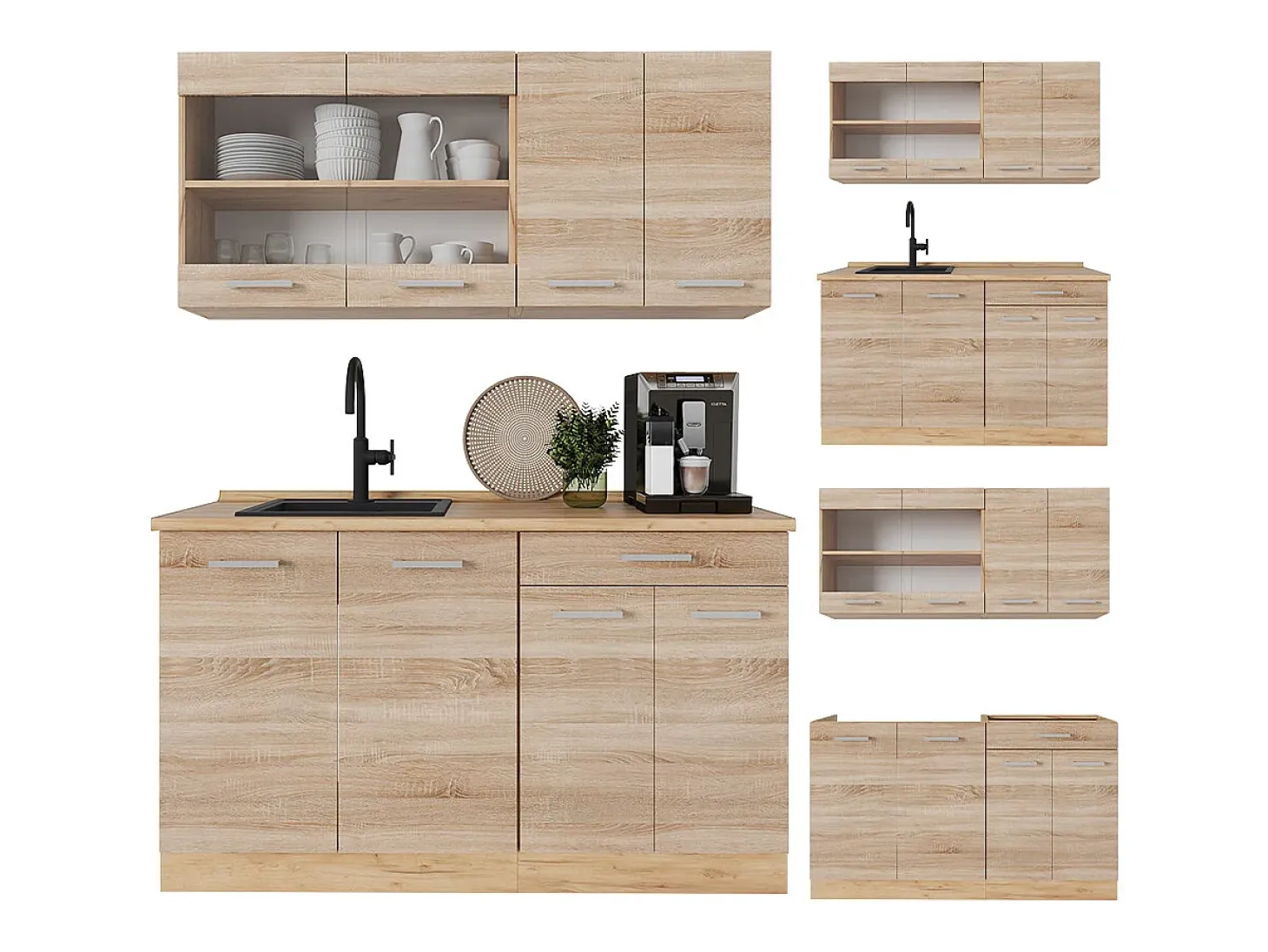 Cocina para solteros roble sonoma/goldkraft 140x46x81.6 r-line
