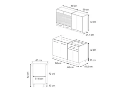 Cocina para solteros roble dorado 140x60x81.6 fame-line