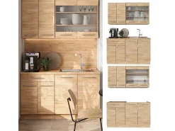 Cocina para solteros roble dorado 140x60x81.6 fame-line