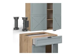 Cocina para solteros roble azul claro/gris dorado 140x60x81.6 fame-line