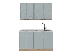 Cocina para solteros roble azul claro/gris dorado 140x60x81.6 fame-line