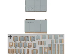 Cocina para solteros roble azul claro/gris dorado 140x60x81.6 fame-line