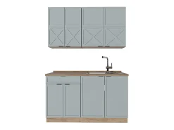Cocina para solteros roble azul claro/gris dorado 140x60x81.6 fame-line