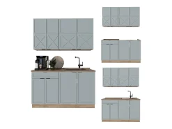 Cocina para solteros roble azul claro/gris dorado 140x60x81.6 fame-line