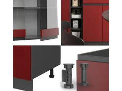 Cocina para solteros rojo/antracita 160x46x81.6 r-line