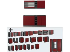 Cocina para solteros rojo/antracita 160x46x81.6 r-line