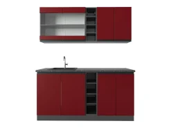 Cocina para solteros rojo/antracita 160x46x81.6 r-line