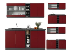 Cocina para solteros rojo/antracita 160x46x81.6 r-line