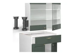Cocina para solteros verde-dorado casa de campo/blanco 140x46x81.6 fame-line