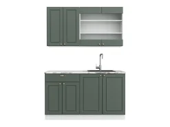 Cocina para solteros verde-dorado casa de campo/blanco 140x46x81.6 fame-line