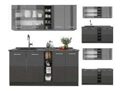 Cocina versátil antracita brillo intenso/antracita 160x60x81.6 r-line
